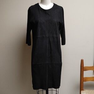 Black Goatskin Closed Shift Dress S